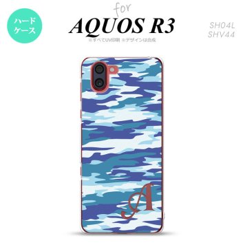 SH-04L SHV44 R3 AQUOS R3 スマホケース カバー タイガー 迷彩 B 青 +アルファベット nk-r3-1168i