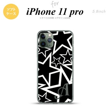 iPhone11Pro iPhone11 Pro スマホケース ソフトケース 星 黒 白 +アルファベット メンズ レディース nk-i11p-tp1121i