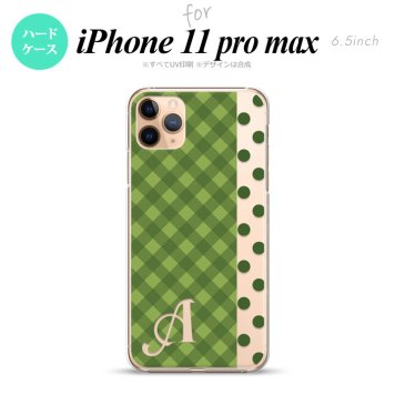 iPhone11ProMax iPhone11pro max スマホケース ハードケース チェック ドット 緑 +アルファベット メンズ レディース nk-i11pm-1524i