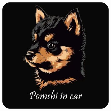 ドッグ カーステッカー イラスト付 Dog in Car ポメ柴 Bタイプ セーフティサイン 犬種別 正方形 13x13cm シール リア あおり運転対策 Dog Sticker 屋外 屋内 防水 かわいい おしゃれ 安全対策 カーサイン