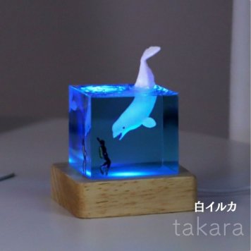オーシャンレジン製 イルカのオーナメント シャチのオーナメント ミニ 蓄光 ナイトライト 誕生日プレゼント クリスマスプレゼント インテリア雑貨
