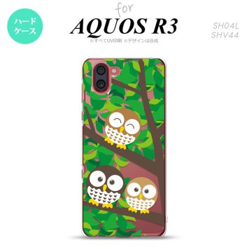 SH-04L SHV44 R3 AQUOS R3 スマホケース カバー フクロウ C 緑 nk-r3-1094