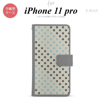 iPhone11Pro iPhone11 Pro 手帳型スマホケース カバー ドット 水玉 グレー 青  nk-004s-i11p-dr1650