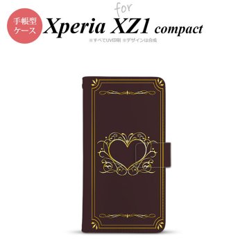 【手帳型 スマホ カバー ケース】【SO02K】【エクスペリア XZ1】手帳型 ケース SO-02K スマホ カバー Xperia XZ1 Compact エクスペリア 飾りハート（B) 茶 nk-004s-so02k-dr619【メール便送料無料】