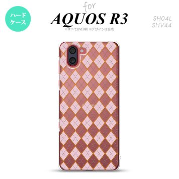 SH-04L SHV44 R3 AQUOS R3 スマホケース カバー アーガイル クリア ピンク nk-r3-1412