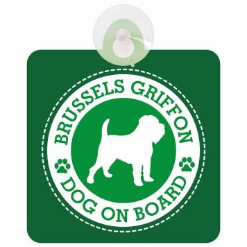 セーフティサイン DOG ON BOARD Brussels Griffon ブリュッセル・グリフォン グリーン 安全運転 車内用 吸盤タイプ 煽り運転対策 収れん火災防止タイプ 安全対策 カーサイン 吸盤 肉球マーク