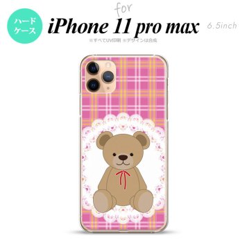iPhone11ProMax iPhone11pro max スマホケース ハードケース くま チェック レース ピンク メンズ レディース nk-i11pm-756