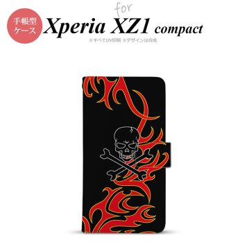 【手帳型 スマホ カバー ケース】【SO02K】【エクスペリア XZ1】手帳型 ケース SO-02K スマホ カバー Xperia XZ1 Compact エクスペリア ドクロ黒 赤黄 nk-004s-so02k-dr869【メール便送料無料】