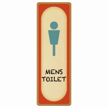 トイレ プレート 木製 MENS レトロ デザイン 長方形 縦書き 9x27cm ドア サインステッカー ピクトサイン トイレマーク表示 案内 注意 施設 御手洗 TOILET おしゃれ シンプル 安全対策