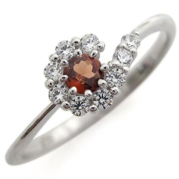 プラチナリング 結婚記念 ガーネットリング 取り巻き 指輪