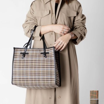 ジャンニ・キアリーニ トートバッグ GIANNI CHIARINI BS 6850 NWCL MARCELLA MEDIUM レディース バック マルチェッラ ミディアム キャンバス ポーチ付き カジュアル チェック A4対応 鞄 プレゼント お祝い 肩掛け おしゃれ ブラックマルチ ブラウンマルチ