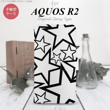 SH-03K/SHV42/706SH AQUOS R2 手帳型スマホケース カバー 星 クリア 黒  nk-004s-r2-dr1115
