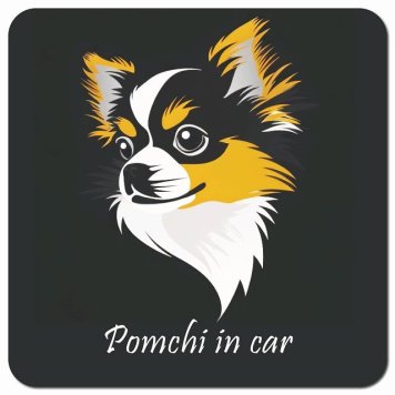 イラスト付 Dog in Car ポメチワ Bタイプ カーサイン 車 マグネットステッカー 犬 マグネット 強力 13x13cm 正方形 おしゃれ かわいい ドラレコステッカー 安全対策 危険運転 煽り運転 アニマル 動物 犬種別 屋外 防水 屋内