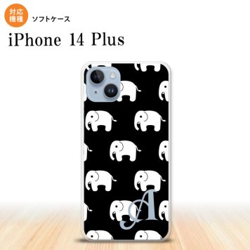 iPhone14 plsu iPhone14 plsu スマホケース 背面ケースソフトケース ゾウ 黒 +アルファベット 2022年 10月発売 nk-i14pl-tp774i