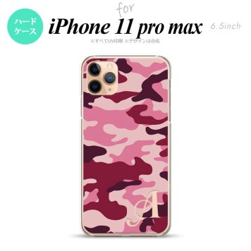 iPhone11ProMax iPhone11pro max スマホケース ハードケース ウッドランド 迷彩 B ピンク +アルファベット メンズ レディース nk-i11pm-1148i