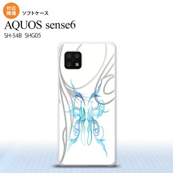 SH-54B SHG05 AQUOS sense6 スマホケース ソフトケース ピンスト 白 青 メンズ レディース nk-sens6-tp1249