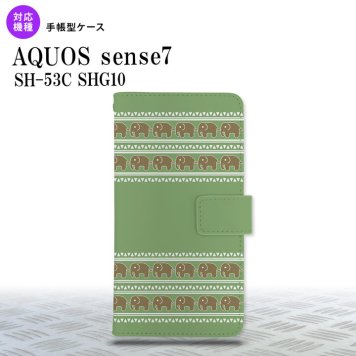 sense7 sense7 手帳型スマホケース カバー エスニック ゾウ モスグリーン 2022年 11月発売 nk-004s-sens7-dr693