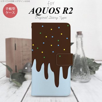 SH-03K/SHV42/706SH AQUOS R2 手帳型スマホケース カバー アイス 青  nk-004s-r2-dr348