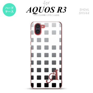 SH-04L SHV44 R3 AQUOS R3 スマホケース カバー スクエア ドット 黒 +アルファベット nk-r3-1365i