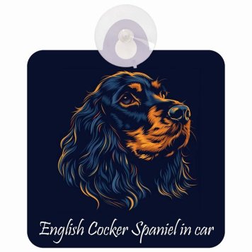 English Cocker Spaniel イングリッシュコッカースパニエル Bタイプ 車 窓ガラス 吸盤タイプ 犬 かっこいい おしゃれ イラスト付 DOG IN CAR ドッグインカー ドッグオンボード 安全対策 セーフティサイン デコ 外出 ドライブ カーサイン 吸盤