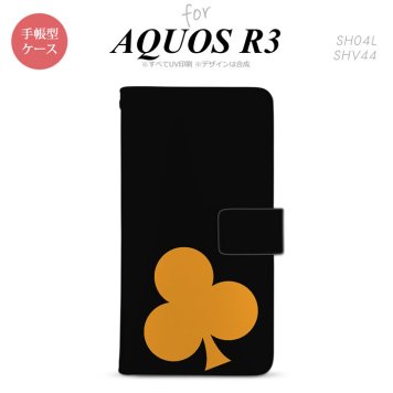 SH-04L/SHV44 AQUOS R3 手帳型スマホケース カバー トランプ クラブ 黒 オレンジ  nk-004s-r3-dr543