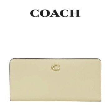 送料無料 コーチ COACH アウトレット 夏のボーナス レディース 財布 かぶせ長財布 長財布 CZ096 B4LGZ(ブラス×ムーンライト) イエロー (女性 プレゼント ブランド 薄型 スリム カード多め)