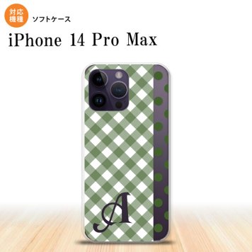 iPhone14 ProMax iPhone14 Pro Max スマホケース 背面ケースソフトケース チェック ドット 白 緑 +アルファベット 2022年 9月発売 nk-i14pm-tp1523i