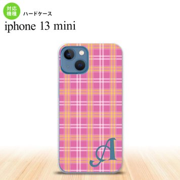 iPhone13mini iPhone13 mini ケース ハードケース チェック B ピンク +アルファベット  nk-i13m-434i