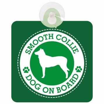 セーフティサイン DOG ON BOARD Smooth Collie スムースコリー グリーン 安全運転 車内用 吸盤タイプ 煽り運転対策 収れん火災防止タイプ 安全対策 カーサイン 吸盤 肉球マーク