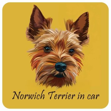 ドッグ カーステッカー イラスト付 Dog in Car ノーリッチテリア Aタイプ セーフティサイン 犬種別 正方形 13x13cm シール リア あおり運転対策 Dog Sticker 屋外 屋内 防水 かわいい おしゃれ 安全対策 カーサイン