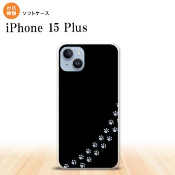 iPhone15 plus iPhone15 plus スマホケース 背面ケースソフトケース 猫 足跡 黒 クリア 2023年 9月発売 nk-i15pl-tp421