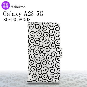 Galaxy A23 GalaxyA23 手帳型スマホケース カバー 唐草 白 黒 2022年 10月発売 nk-004s-a23-dr1133