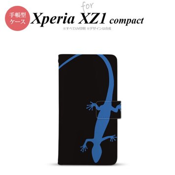 【手帳型 スマホ カバー ケース】【SO02K】【エクスペリア XZ1】手帳型 ケース SO-02K スマホ カバー Xperia XZ1 Compact エクスペリア トカゲ 黒×青 nk-004s-so02k-dr777【メール便送料無料】