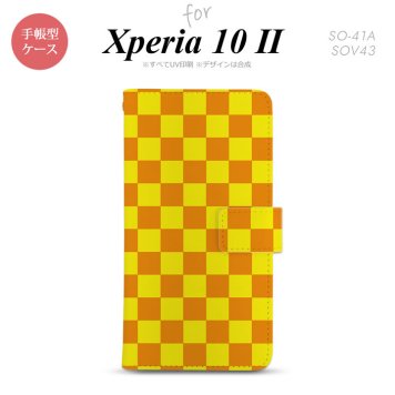 Xperia10 II 手帳型 スマホケース 全面印刷 おしゃれ ストラップホール有り スクエア 黄 オレンジ nk-004s-xp102-dr767
