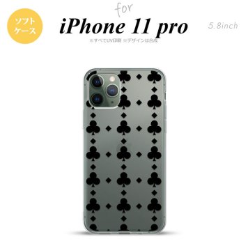 iPhone11Pro iPhone11 Pro スマホケース ソフトケース トランプ クラブ クリア 黒 メンズ レディース nk-i11p-tp531