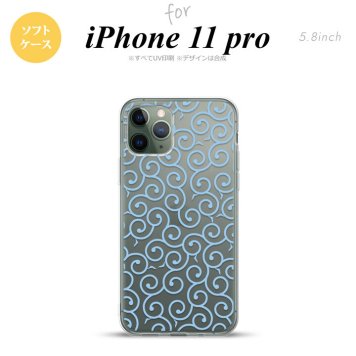 iPhone11Pro iPhone11 Pro スマホケース ソフトケース 唐草 クリア 水色 メンズ レディース nk-i11p-tp1127