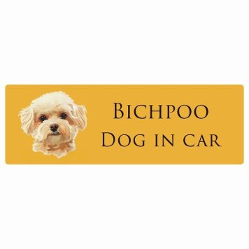 ドッグ カーステッカー イラスト付 Dog in Car ビションプー Bタイプ セーフティサイン 犬種別 長方形 15x5cm シール リア あおり運転対策 Dog Sticker 屋外 屋内 防水 かわいい おしゃれ 安全対策 カーサイン