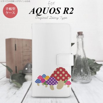 SH-03K/SHV42/706SH AQUOS R2 手帳型スマホケース カバー きのこ クリア  nk-004s-r2-dr741