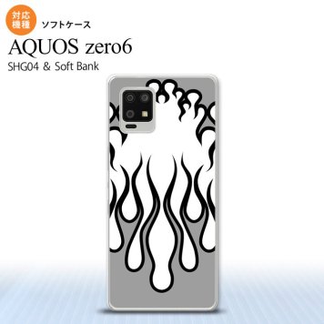 SHG04 SHG04 ZERO6 AQUOS zero6 スマホケース ソフトケース ファイヤー 炎 白 黒 メンズ レディース nk-zero6-tp1307