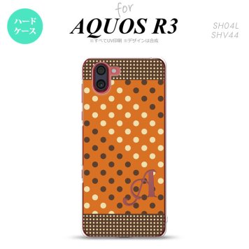 SH-04L SHV44 R3 AQUOS R3 スマホケース カバー ドット 水玉 C オレンジ 茶 +アルファベット nk-r3-1643i