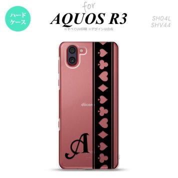 SH-04L SHV44 R3 AQUOS R3 スマホケース カバー トランプ 帯 黒 クリア +アルファベット nk-r3-528i