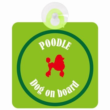 Poodle プードル ライトグリーン＆グリーン 車 窓ガラス 吸盤タイプ DOG IN CAR かっこいい おしゃれ 犬 シルエット アメ雑風 カラフル ドッグインカー ドッグオンボード 安全対策 セーフティサイン デコ 外出 ドライブ カーサイン 吸盤