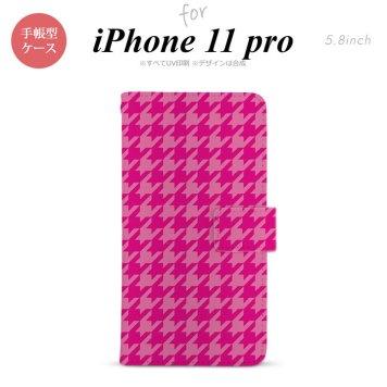 iPhone11Pro iPhone11 Pro 手帳型スマホケース カバー 千鳥 格子 大 ピンク  nk-004s-i11p-dr916