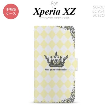 【手帳型 スマホ カバー ケース】【SO01J】【エクスペリア XZ 】手帳型 ケース SO-01J スマホ カバー XPERIA XZ エクスペリア 王冠 黄 nk-004s-so01j-dr1454【メール便送料無料】