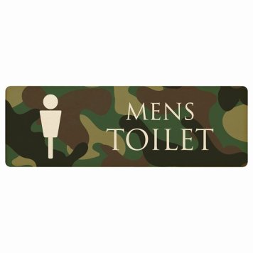 トイレ プレート 木製 MENS 迷彩 カラー 長方形 12x4cm ドア サインプレート ピクトサイン トイレマーク表示 案内 注意 施設 御手洗 TOILET おしゃれ シンプル 安全対策
