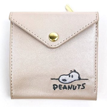 スヌーピー PEANUTS 2つ折り財布　WH　デスク　スヌーピー コンパクトウォレット ホワイト