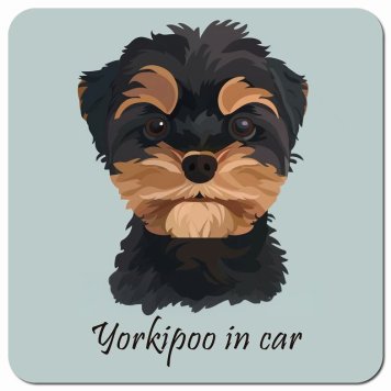 イラスト付 Dog in Car ヨープー Aタイプ カーサイン 車 マグネットステッカー 犬 マグネット 強力 13x13cm 正方形 おしゃれ かわいい ドラレコステッカー 安全対策 危険運転 煽り運転 アニマル 動物 犬種別 屋外 防水 屋内