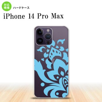iPhone14 ProMax iPhone14 Pro Max スマホケース 背面ケース ハードケース ダマスク C 水色 2022年 9月発売 nk-i14pm-1030