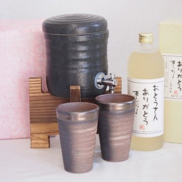 国産美濃焼 天正黒釉焼酎サーバー1200cc木代付セット(13.5×15.5cm 1.6キロ)7