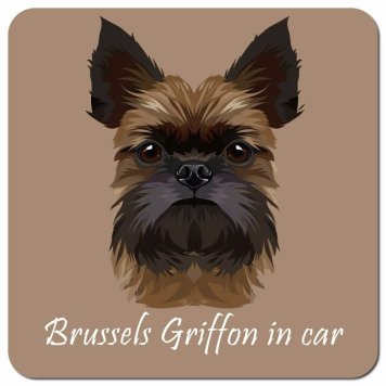イラスト付 Dog in Car ブリュッセル・グリフォン Bタイプ カーサイン 車 マグネットステッカー 犬 マグネット 強力 13x13cm 正方形 おしゃれ かわいい ドラレコステッカー 安全対策 危険運転 煽り運転 アニマル 動物 犬種別 屋外 防水 屋内